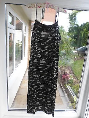 £4.99 • Buy TOPSHOP Khaki Camouflage Silky Satin Cami Slip Dress Size 10 Side Split