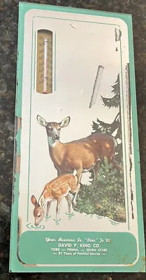Vintage 1959 Advertising Mirror York PA Thermometer Deer David King Co. • $19.99