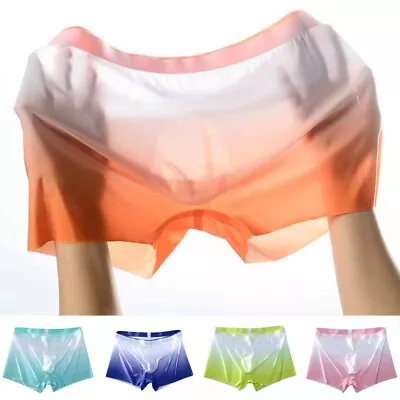 Mens/Men Ice Silk Seamless Boxer Briefs Pouch Underwear Shorts Trunks Underpants • $7.69