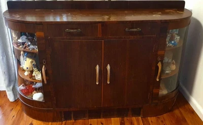 $150 • Buy Antique Curved Glass Buffet Sideboard