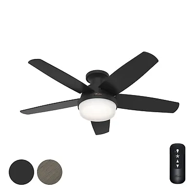 Hunter Fan 48 Inch Low Profile Matte Black Indoor Ceiling Fan W Light And Remote • $67.13