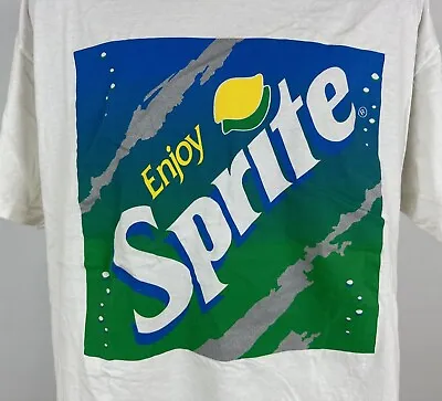 Vintage 90s Enjoy Sprite Logo T-Shirt XL Soda Drink Coca-Cola Promo White Hanes • $20.99