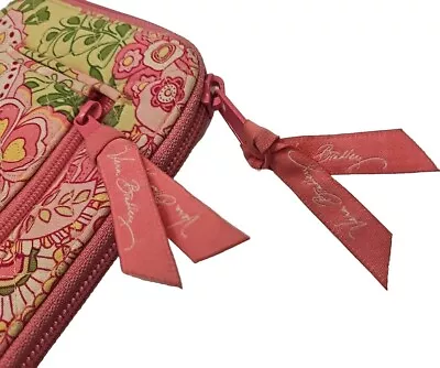 VERA BRADLEY Wallet Pink Petals Quilted Zip Around Clutch Cottage Core NO STRAP • $11