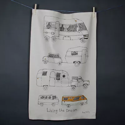 Living The Dream Organic Campervan Tea Towel • £12.95