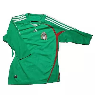 Adidas Jersey XS 2008 Mexico Home Colors Long Sleeve Green Soccer Futbol FLAWS • $24.99