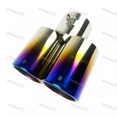 NEW Auto Blue Dual Exhaust Pipe Tailpipe Stainless Steel Tail Muffler Tip Throat • $17.74