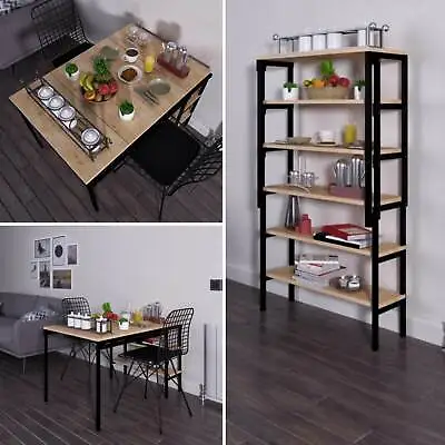 Murphy Folding Table Wall Mounted Dining Table Converts To 6-Tier Wall Shelf • $339.95