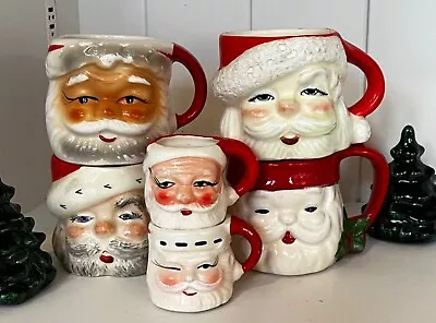 Vintage Ceramic  Santa Mug Cup Lot Of 6 Japan • $94.95