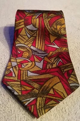 Albeari Men’s Silk Tie Red Abstract Satin Classic Neck Tie Vintage Size 60  X 4  • $13.77