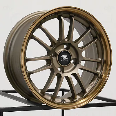 15x7 MST MT45 4x100 35 Matte Bronze Bronze Machined Lip Wheels Rims Set(4) 73.1 • $477.90