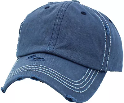 Vintage Washed Distressed Cotton Thick Stitching Dad Hat Baseball Cap Adjustable • $13.95