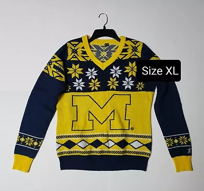 Vintage Michigan Wolverines Pullover Sweater V-neck Longsleeves Unisex Size XL  • $25