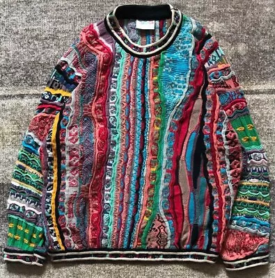 COOGI 3D Cotton Knit Sweater Men Size L Multicolor 90's Vintage • $1233.30