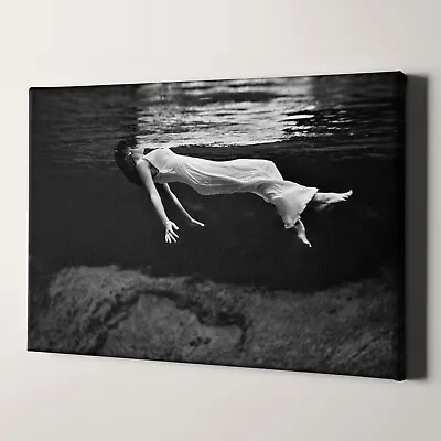 Woman Floating In Water Iconic Woman Underwater Swimming Canvas Wall Art Print • $49