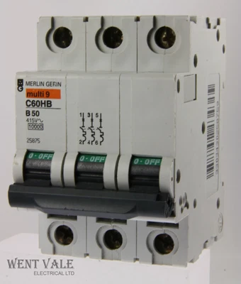 £43.59 • Buy Merlin Gerin Multi 9 - C60HB350 - 50a Type B Triple Pole MCB Unused