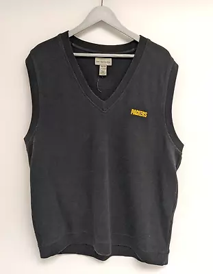 Green Bay Packers Black Sweater Vest Cutter & Buck 100% Cotton Size XXL • $18