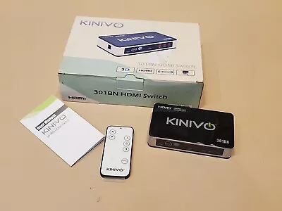 Kinivo 301BN 3 Port High Speed HDMI Switch IR Wireless Remote * NO Power Supply • $14.95