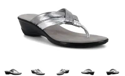 Onex Melba Pewter/Silver Toe Post Wedge Sandal Women's Sizes 6-11/NEW!!! • $119.95