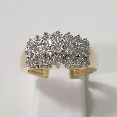 9CT YELLOW GOLD LADIES DIAMOND DRESS RING SIZE O 1/4 4.02gms TDW 0.54 • $475