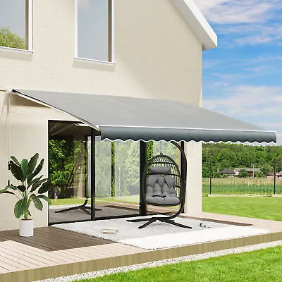 Patio Awning Manual Retractable Sun Shade Canopy Outdoor Deck Shelter 4 Size • $159.18