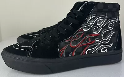 Vans Comfycush Sk8 Hi Ignition Mens Size US 9 Black Shoes Sneakers Flames • $40