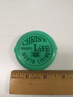 Vintage Quikoin Religious Change Holder. Christ Makes Life Worth Living. Green • $12.99
