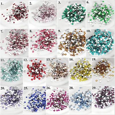 1000 Resin Flat Back Rhinestones Gems Nail Art 2mm 3mm 4mm 5mm 6mm • £1.56