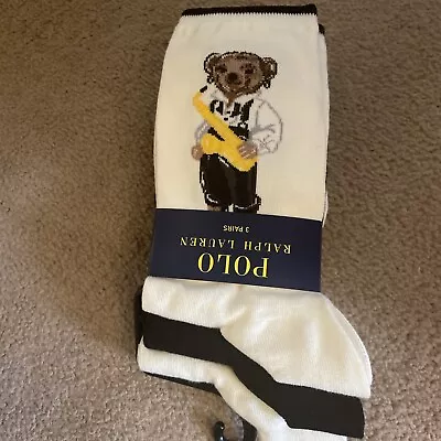 Bnwt Pack Of 3 Polo Ralph Lauren Ladies Logo  Cotton Socks Rrp £35 • £12.99