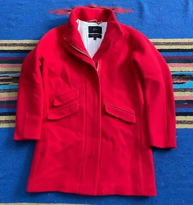 J.Crew Nello Gori Coat Size 10 Red Wool Stadium Cloth Italian • $83.99