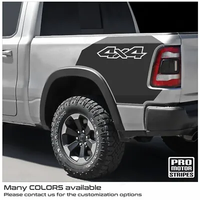 Dodge RAM 1500 Rebel 2019-2023 Rear Quarter Bed Decal 4x4 Stripe (Choose Color) • $84