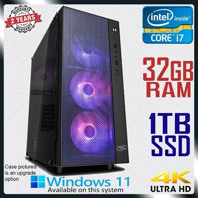 $1059 • Buy Intel Core I7 Quad-Core Gaming PC Computer 32GB RAM 1TB SSD Home Office Desktop