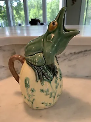 Sur La Table Bordallo Pinheiro Frog Pitcher Portugal Yellow & Green Spring Decor • $59