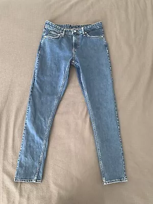 Calvin Klein CKJ021 W28 L30 Slim Mid Rise Blue Jeans EUC Red Label (10) • $14.90