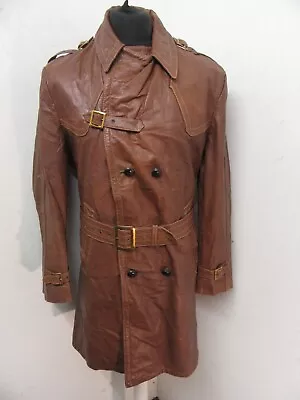 VINTAGE 70s USA LEATHER SPORTS JACKET TRENCH COAT SIZE L +LINER STARSKY & HUTCH • £79