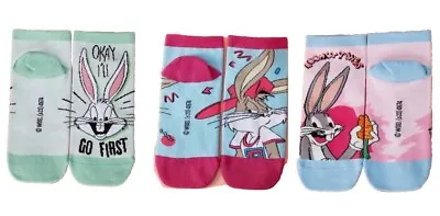 Women’s Low Cut Socks Looney Tunes Bugs Bunny Pattern 3 Pairs | One Size • £4.99