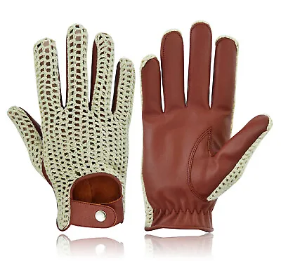New Men's Driving Gloves Chauffeur Leather Dress Fashion Cotton Mesh Summer • $12.44