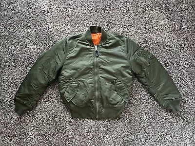 Mens Alpha Industries MA-1 Flight Bomber Jacket Reversible USAF Green Slim Fit • $89.99