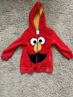 Sesame Street Elmo Jacket 2T Hood Zipper Pockets Red • $12