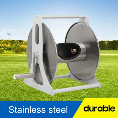 Hose Reel Freestand Wall Mounted Storage Rack Metal Hose Reel Stainless Steel UK • £74.40