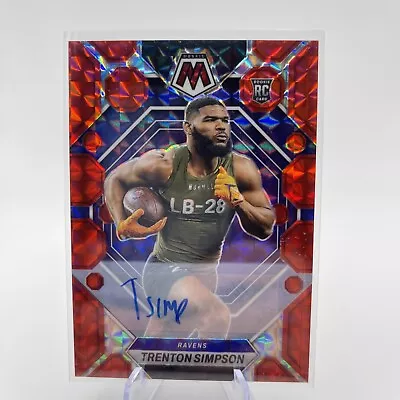 Trenton Simpson 2023 Panini Mosaic Red Prizm RC Auto /199 #367 Baltimore Ravens • $15