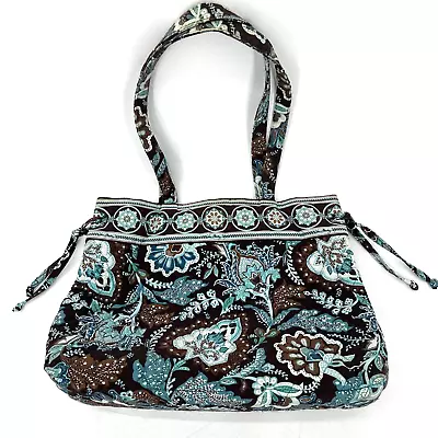 Vera Bradley JAVA BLUE Tote Bag Purse RETIRED Shoulder Bag 100% Cotton CLEAN! • $23.74