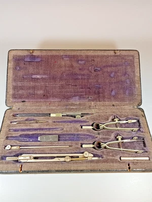 £0.99 • Buy Vintage Draftsman's Set And Box Drawing Instruments Compasses Tools Engineering