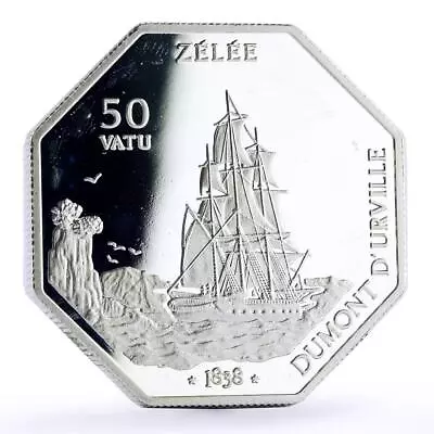 Vanuatu 50 Vatu Seafaring Zelee Ship Clipper Proof Silver Coin 1999 • $129.48