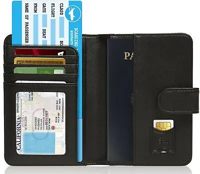 Faux Leather Passport Holder Wallet For Men & Women Travel Carrier RFID Blocking • $17.99