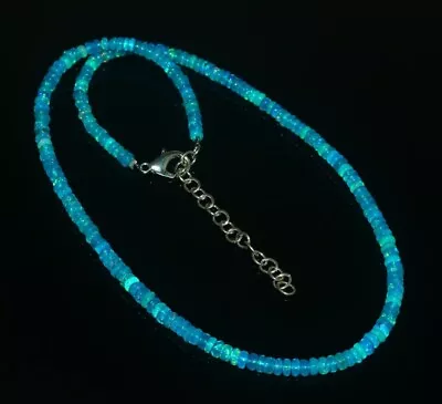 16 Natural Ethiopian Opal Bead Necklace 3-6MM Sky Blue Opal Gemstone Necklace • $22.75