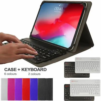 Universal Leather Case & BT KEYBOARD For 7 8 10 10.1 10.2 10.5 11 Inch Tablets • £15.95