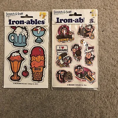 Vintage Scratch & Sniff Iron-ables Patches 80’s Pkg Of Ice Cream &Choc. Monkey • $3