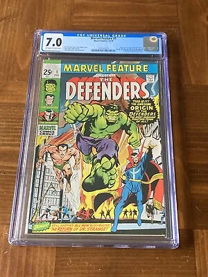 Marvel Feature 1 CGC 7.0 OW/W Pages (1st App Defenders) + Magnet • $200.01