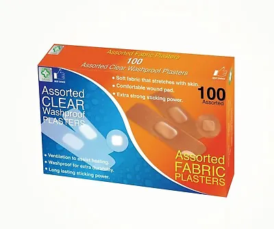 A&E | 100x Assorted Fabric Plasters | Free Delivery • £4.75