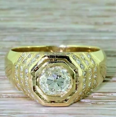 2.50Ct Round Cut D/VVS1 Diamond Solitaire Wedding Ring 14K Yellow Gold Finish • $111.99
